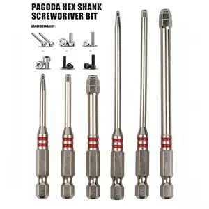 6-Piece Screwdriver Bit Set: Featuring magnetic hexagonal shanks and a unique pagoda-shaped internal hex design, a single bit can tighten nuts ranging from 1.5mm to 6mm—suitable for use with electric drills and wrenches.Metal Bits, Tool Accessories tiktok