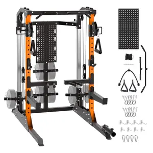 Power Cage, 2000LB Power Rack with Dual Independent Pulley System, Squat Rack with Adjustable Cable Crossover, Multi-Function Home Gym Workout Machine for Home(2 Packages)