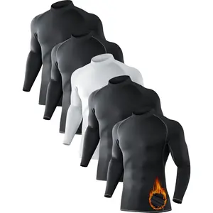 5 or 4 Pack Men's Thermal Turtle Mock Neck Long Sleeve Compression Shirts Fleece Lined Undershirt Base Layer Tops