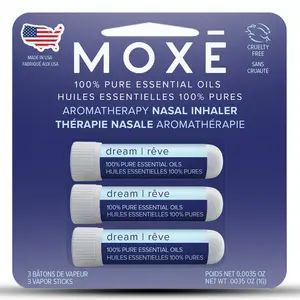 MOXĒ Dream Nasal Inhaler, Essential Oil Blend, Calming, Relaxing, Natural Tension Calmness, Soothing Fragrance, Lavender, Chamomile, Lemongrass, Grapefruit, Made in USA