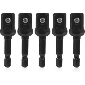 5 count 1/2  Socket Adapter Kit, 1/2 Inch to 1/4 Inch Adapter, Black Steel  Drill Adapter with  Extension, Drill Bit Extension for Automotive DIY and Power Tools(1/2 * 50mm)