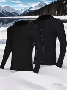 2 Pack Men's Thermal Underwear Tops Long Sleeve Warm Thermal Shirts for Men Ultra Soft Base Layer for Cold Weather