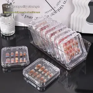 10-Pack 8.5x8.5cm Transparent Plastic Handmade Manicure Small Nail Storage Box, Modern Square Dustproof Home Organizer