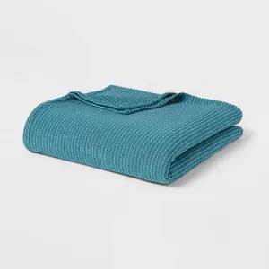 Threshold Matelasse Throw Bed Blanket Oversized 92x108 Heavyweight, Blue, King