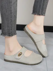 Women's Mary Jane Mules Slip On Clogs, Breathable Suede Closed Toe Slides, Comfortable Casual Walking Shoes, Foot Clogs