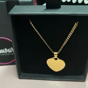 Heart charm necklace thin chain