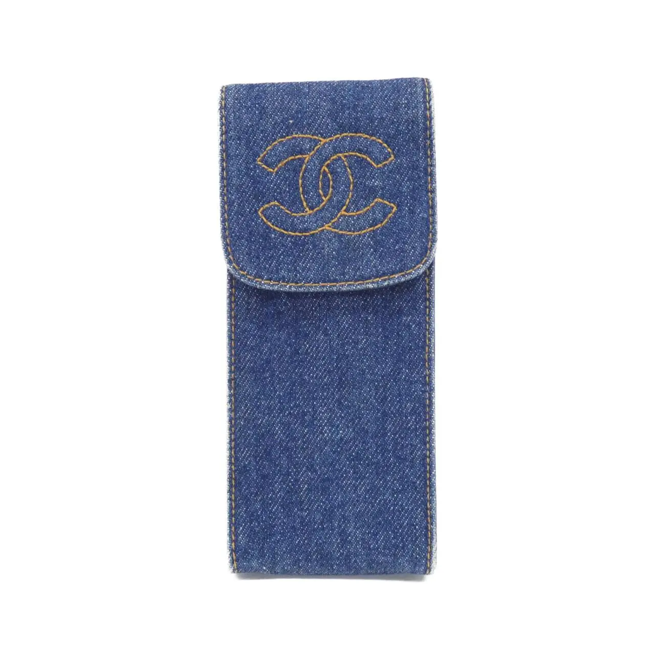 Pre-owned CHANEL Denim Small Leather Goods Timeless CC Line Pouch