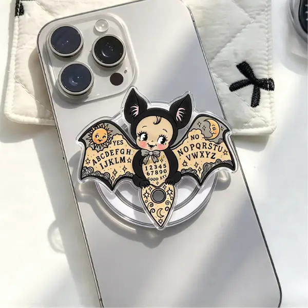 Gothic Vintage Bat Ouija Board MagSafe Phone Grip, Cute Retro Kitsch Bat Baby & Planchette PopSocket, Aesthetic Spooky Witchy Phone Accessory