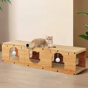 Interactive Cat Toy House with Large Tunnel, Scratching Post & Ball Toys, Fun for Multi-Cat Families, Keep Cats Happy & Engaged