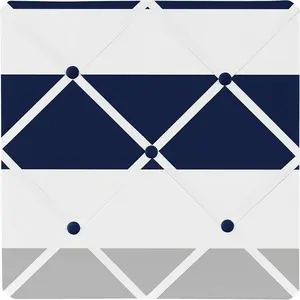 Navy Blue, Gray and White Fabric Memory/Memo Photo Bulletin Board for Stripe Collection