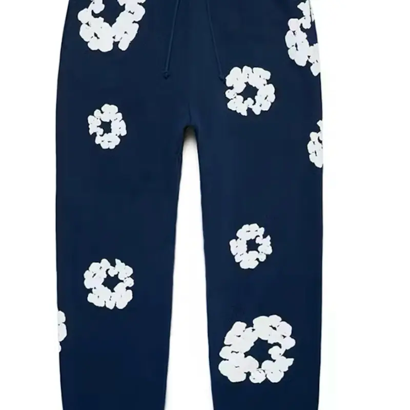 Denim tears navy cotton wreath sweatpants