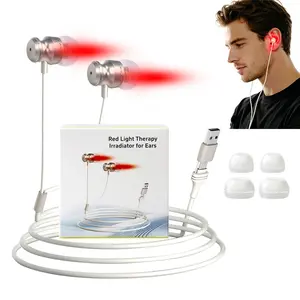 Tinnitus Otitis Media Red Light Therapy Irradiator 650nm Physiotherapy Earplugs Improve Sleep Promote Blood Circulation Relieve Pain USB USB-C Interface Ear Therapy Device Health Care Portable Birthday Gift