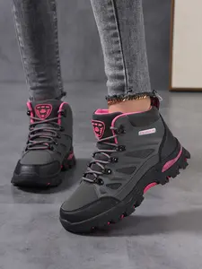 Women's Outdoor Leather Hiking Boots, Mountain Sports Shoes, Trekking shoes, Ideal for Hiking, Camping, Off-Road Running, Thick Sole High-Top Boots, Durable Outdoor Hiking