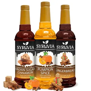 Syruvia Variety Pack - Pumpkin Spice, Gingerbread & Brown Sugar Cinnamon Syrup 25.4 Fl oz (3-Pack)