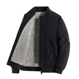 Plus Size Fleece Jacket Men 2025 Winter New Baseball Cap Cotton Padded Warm Coat for Chubby Men Outerwear 5816 Fleece