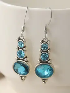 Fashionable Sea Blue Synthetic Zircon Long Drop Earrings, Perfect Gift for Women, Handmade Accessories for Daily Wear, Vacations, Parties