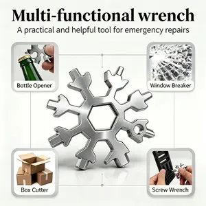 18-in-1 Snowflake Multi-tool, Stainless Steel Portable Wrench,Stainless steel is recyclable, combines screwdriver and bottle opener, essential survival tool for outdoor activities - practical gift for men - Christmas gift