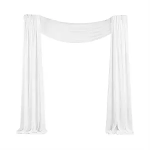 Wedding Arch Draping Fabric 1 Panel 29.5Inch X 19.6Ft White Sheer Chiffon Curtain Drapes for Wedding Ceremony
