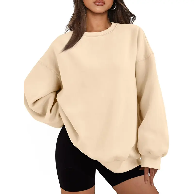 Round neck sweatshirt in khaki color