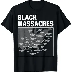 Black Massacres History Map Afro American Straggle Awareness T-Shirt