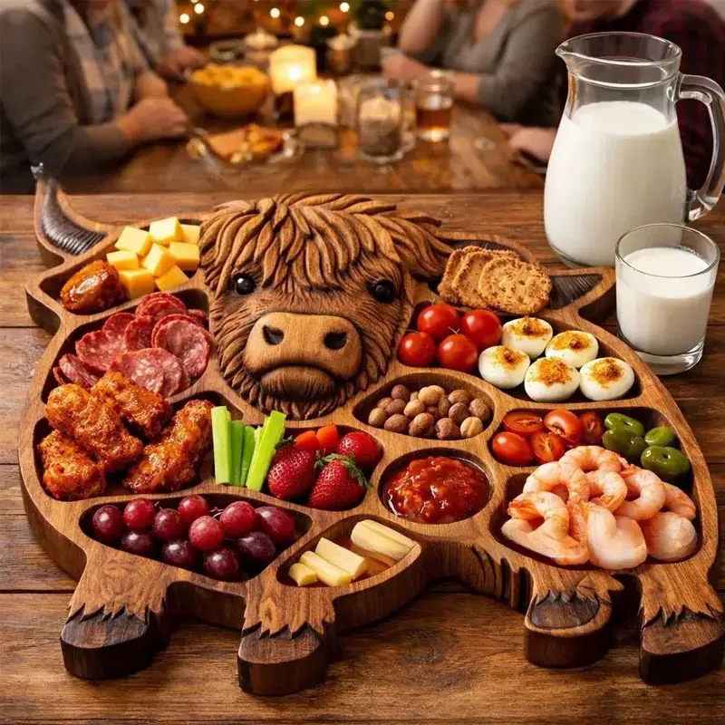 Highland Cow Wooden Charcuterie Board Highland Cow Charcuterie Board