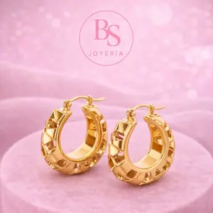 Chunky Gold Geometric Hollow Hoop Earrings for BS Jewelry
