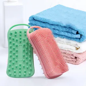New silica gel simple square bath brush portable wall massage shampoo brush silica gel bath brush