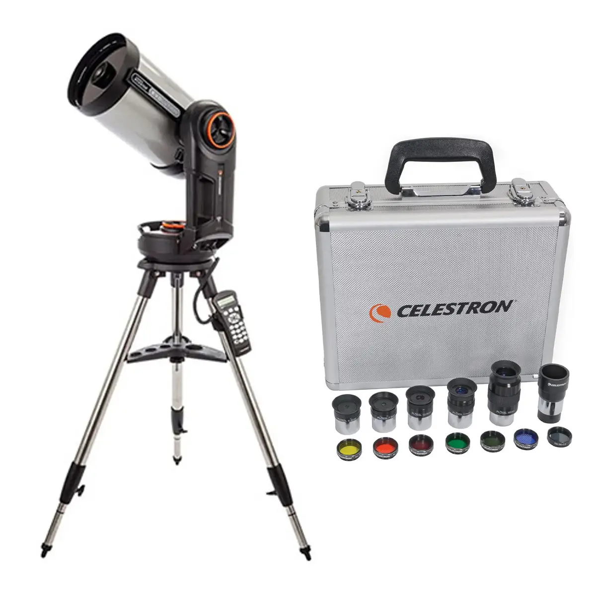 Celestron NexStar Evolution 8, Schmidt-Cassegrain Telescope with integrated WiFi - with Deluxe Accessory Kit (5 Celestron Plossl Eyepieces, 1.25" Barlow Lens, 1.25" Filter Set, Accessory Carry Case