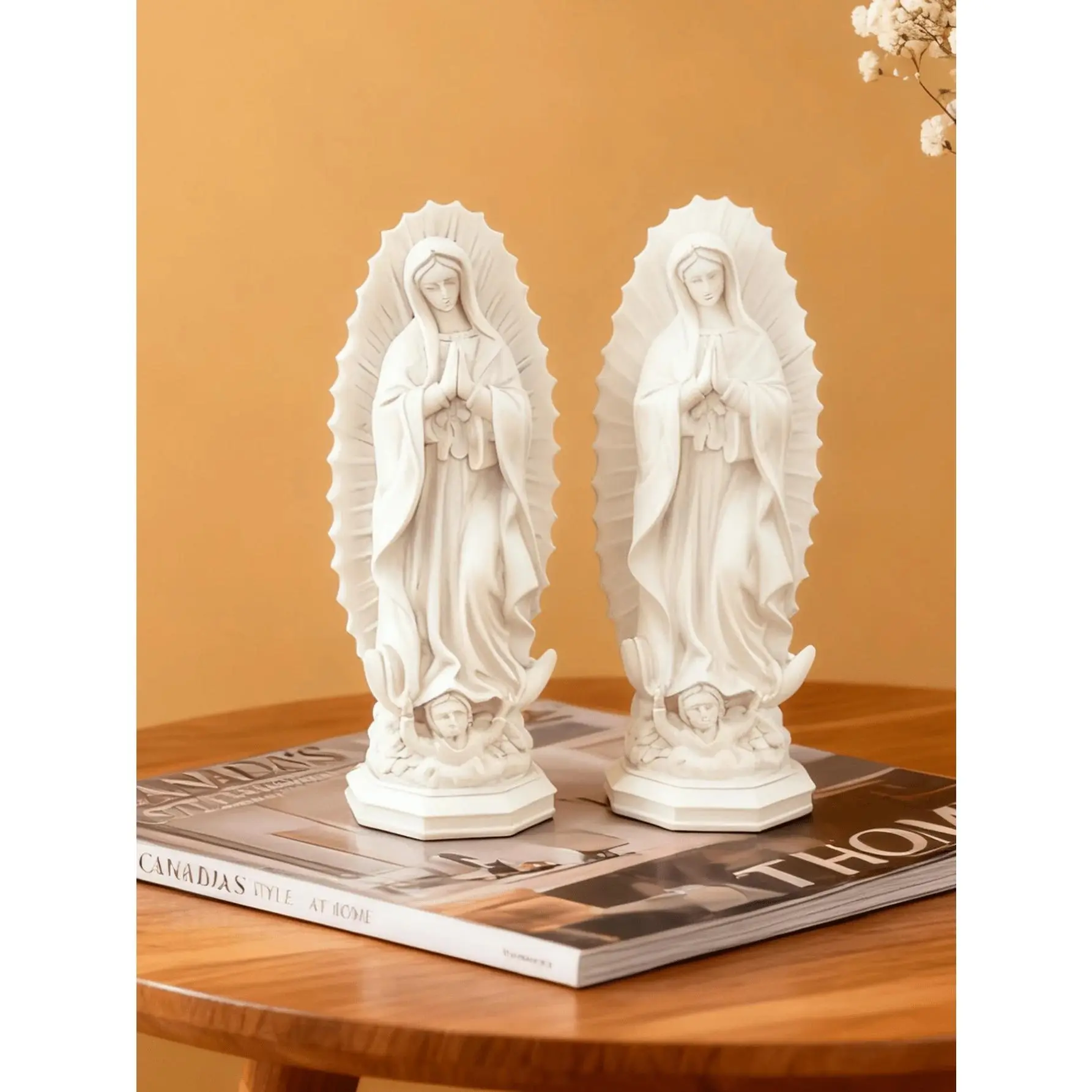 1pc Small Handmade Virgin Mary Resin Statue - ABS-Constructed Religious Indoors Ornaments, 1pc Desk Decor for Home Living Room