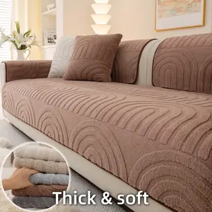 1 PC Plush Sofa Cover Thickened Sofa Slipcover,  Anti-Slip Couch Protector, Pet-Friendly Plush Sofa Pad for Living Room, Washable Soft Decorative Blanket Mat for Sectional, Loveseat & 3-Seater Couch