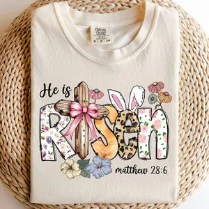 Comfort Colors He Is Risen Easter Shirt, Matthew 28:6 Bible Verse T-Shirt, Christian Faith Easter Gift