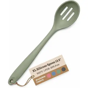 'Let it Drain' XL  Slotted Spoon (13.5 Inches)- Large Spoon with Slots for Cooking Heat Resistant to 600?F -  Slotted Serving Spoons, Non Stick Cooking Spoons with Slots