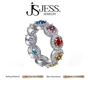 [#257] Surrounding Birth Stones Wedding Band, 0.5ct Each, Round Cut Synthetic Moissanite, 925 Sterling Silver Ring for Women