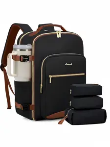 TRAVEL LAPTOP BACKPACK Work Business Backpack 40L TSA FRIENDLY CARRY ON BACKPACK WITH WET DRY POCKET FOR 17 INCH LAPTOP BUSINESS WEEKENDER, BLACK BROWN