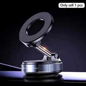 Magnetic Car Phone Mount with N52 Magnets | Premium Zinc Alloy Body | Strong Vacuum Suction Cup with Stable Hold | 360° Rotatable and Foldable Design | Hands-Free Phone Holder for Dashboard and Windshield, Easy One-Hand Operation, Cell Phone Mount