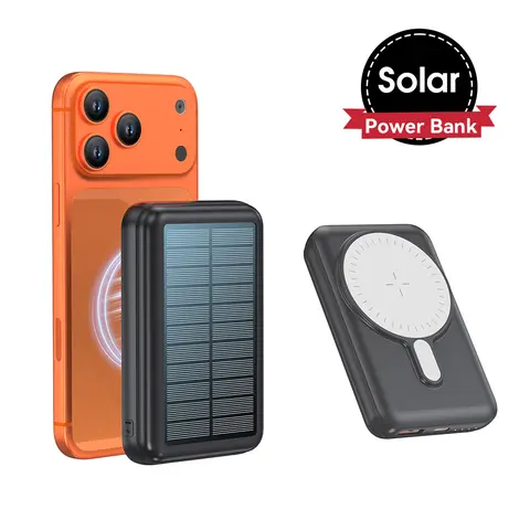 CITICR-MagSafe Solar Magnetic Power Bank - 10000mAh Thin Portable Chargeable Wireless Battery Pack, Built-in QC3.0-PD20W, USB-C In/Out, EDC Gear for iPhone12-16, Mobile Smartphone Charging Solution