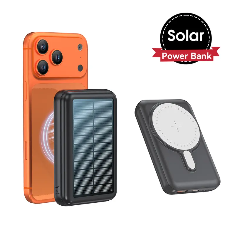 CITICR-MagSafe Solar Magnetic Power Bank - 10000mAh Thin Portable Chargeable Wireless Battery Pack, Built-in QC3.0-PD20W, USB-C In/Out, EDC Gear for iPhone12-16, Mobile Smartphone Charging Solution