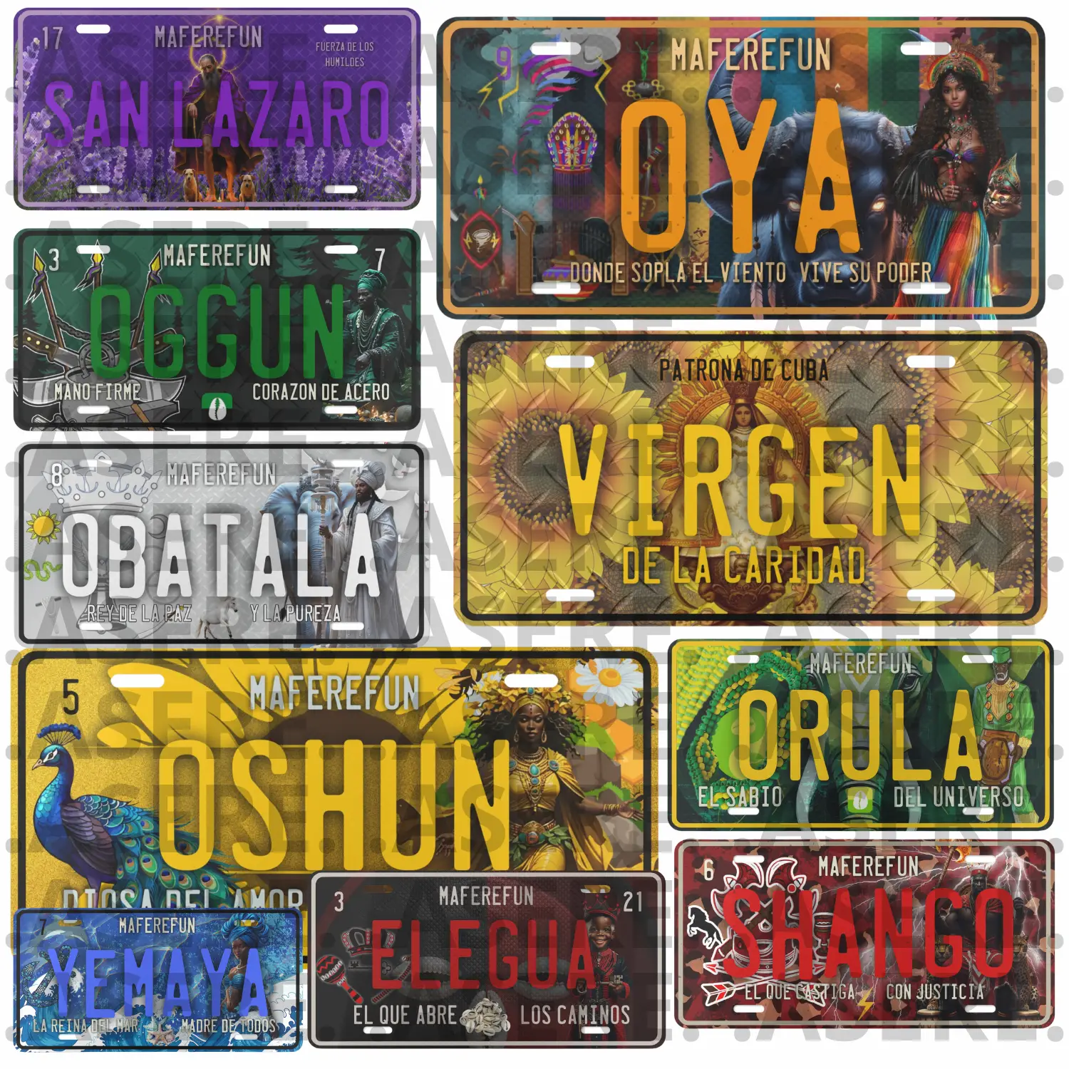 Yoruba Religion Decorative Plates - 12x6 Inches, Durable Corrosion-Resistant Aluminum, Unique Designs Celebrating Cuban Identity