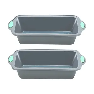 9 Inch Silicone Bread and Loaf Pan, 2 Pack Food Grade Nonstick Silicone Molds for Baking Banana Bread, Meat Loaf, Pound Cake, with Metal Reinforced Frame More Strength