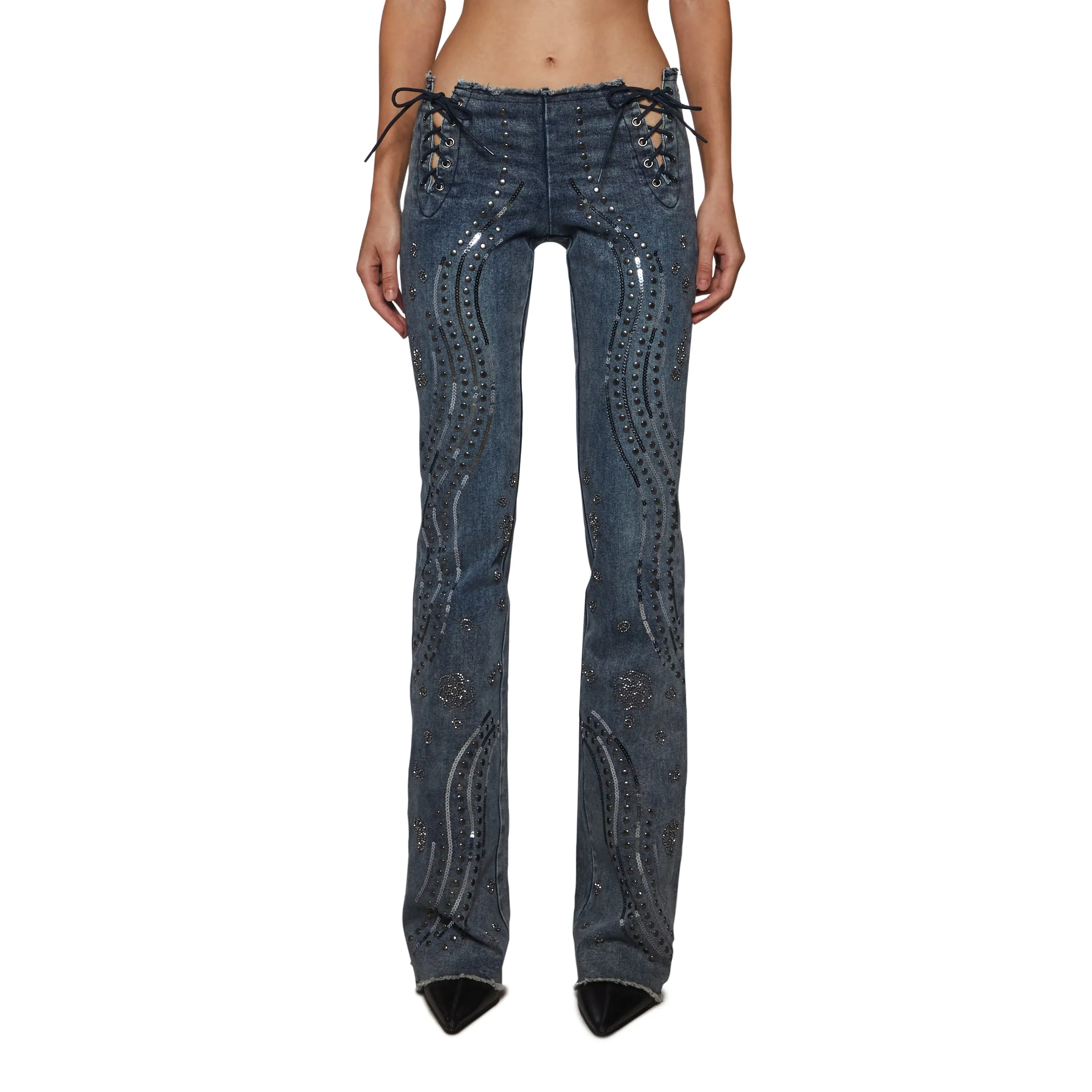 Tina Embellished Pants - Denim