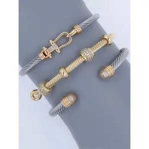 Unisex Adjustable Stainless Steel Bracelet, Dual-Tone Gold & Silver Color, Punk Gothic Style, Fashionable Bracelet, Ideal for Daily Wear, Valentine's Day gift Perfect Holiday Gift