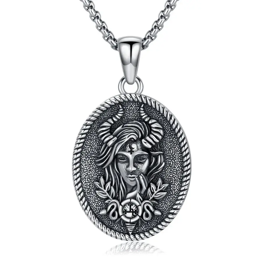 S925 Sterling Silver Lilith Embossed Necklace Pendant for Men and Women