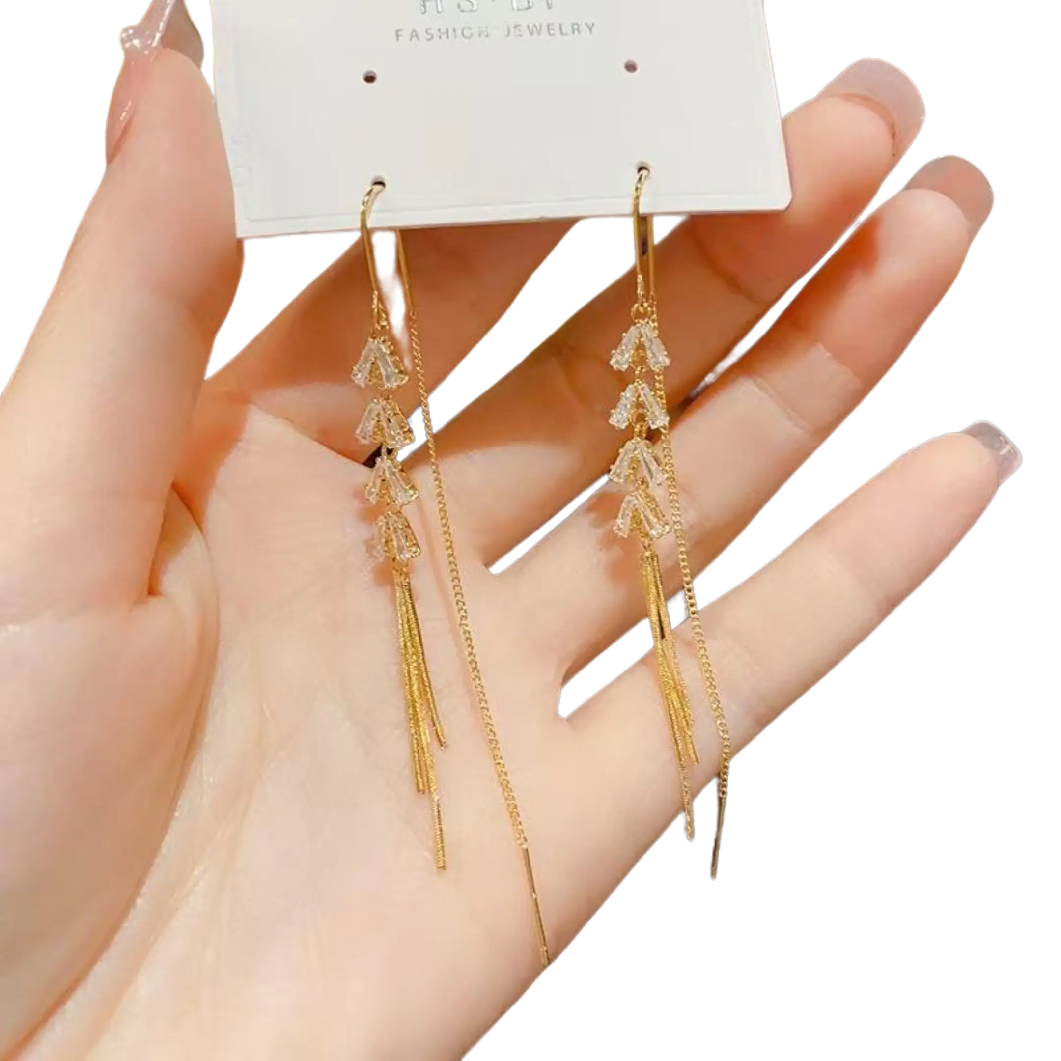 S925 Sterling Silver Threader Earrings for Women, Minimalist Triangle Cubic Zirconia Tassel Drop Chain, Hypoallergenic Birthday Gift, Adults