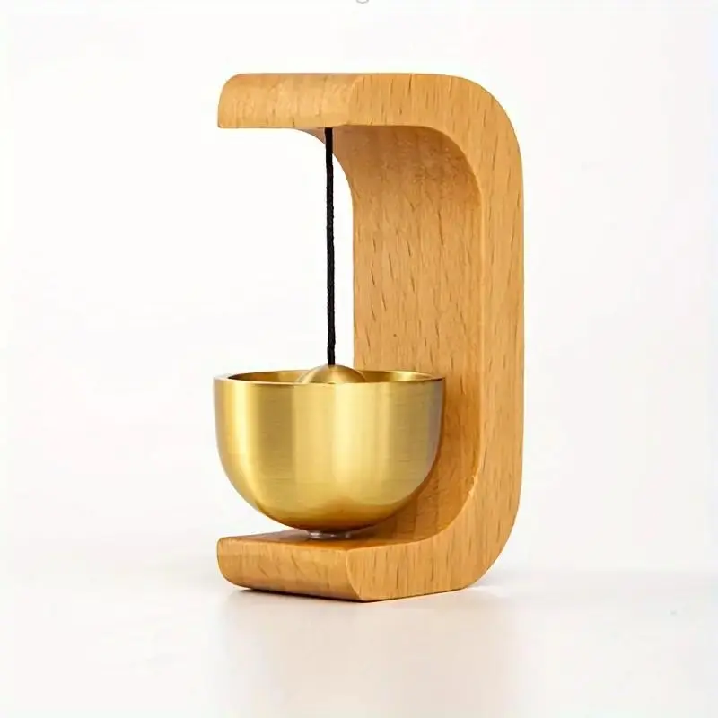Dopamine Wind Chime Doorbell with Pure Copper Strike Bell, Magnetic Wooden Doorbell for Entryway Reminder, Shop Entrance Alarm Decoration