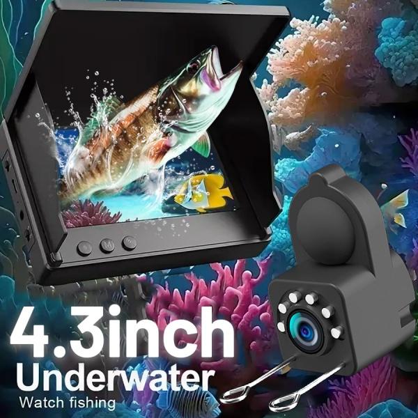 Portable Underwater Fishing Camera & Fish Finder – 1080P Waterproof Night Vision,4.3 Inch Screen, Compatible with Fish Tank/Aquarium, Perfect for Sea/River Fishing, Outdoor Gifts for Men, Dad, Fall & Holiday(Black)