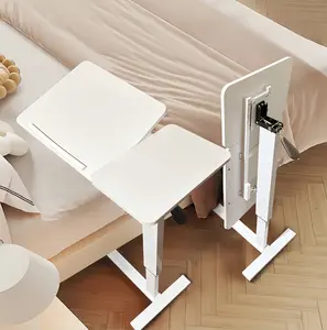 Bedside Table,Folding Overbed Bedside Desk Mobile Rolling Laptop Stand Tilting Overbed Table with Wheels Height Adjustable Tray Table for Laptop Bed Sofa Side Table desk gaming desk coffee table vanities gaming desks dining table set of 4 standing desk
