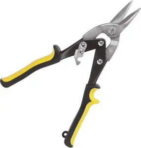 10 Inch Aviation Tin Snips, Straight Cut Metal Shears with Compound Leverage, Cr-V Steel Blades and Non-Slip Handle for Sheet Metal, Aluminum, Gutter, HVAC, Roofing DIY Projects
