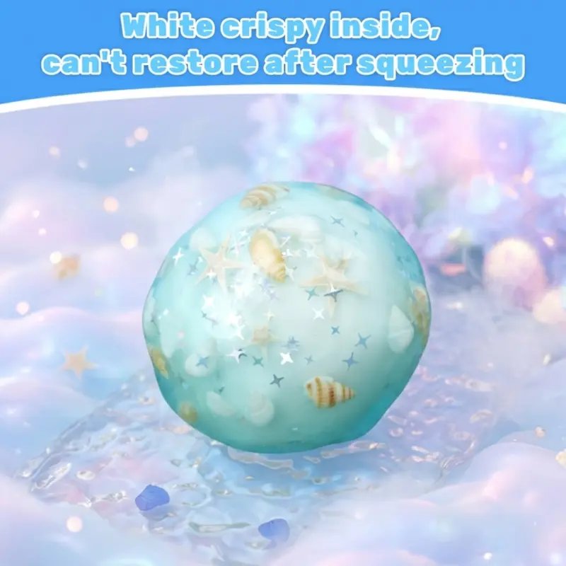 Pawtoto Pelagic Glacier Ball Handmade Stress Relief Toy - Food Grade Silicone, 5–7cm, Creamy Clay Feel, Soft, Slow Rebound, Fragile, Short-Lived, Sensory Relaxation, Gift-Ready, Easy Care, for 12 Years Above (Stress Relief Toy for Summervibes), Stretchy S