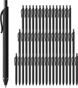 50 Pack Black Ink Pens - Bulk 1.0MM Medium Point Ballpoint Pens with German Ink for Smooth Writing No Bleed Retractable Design Ideal for Office & School