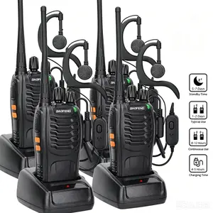 Baofeng BF-888S Walkie Talkies (2-6Pcs) - UHF 400-470MHz Long Range 2-Way Ham Radios Transceiver with Rechargeable Audio Headset, Plug-In Sound for Hunting, Hotel Use